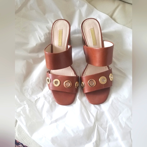 Louise Et Cie Brown Leather Block Heel Sandals 7.5 - Picture 1 of 6